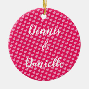Pink Hearts Personalised Ceramic Ornament