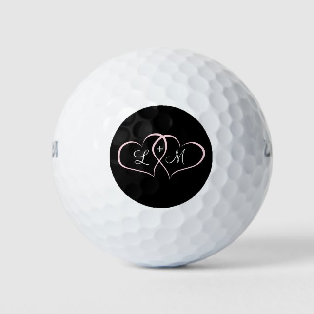 Pink Hearts Personalised Golf Balls (Front)