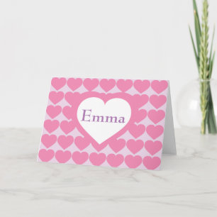Pink Hearts Personalised Heart Note Card