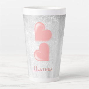 Pink Hearts Personalised Latte Mug