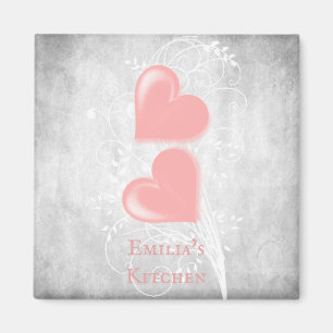 Pink Hearts Personalised Magnet