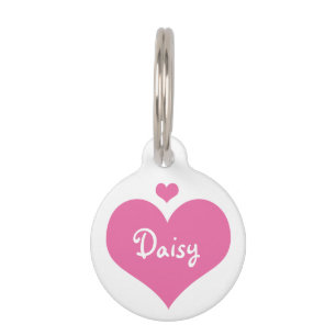Pink Hearts Personalised Name Pet Tag