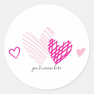 PInk Hearts Personalised Stickers