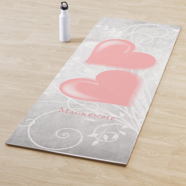 Pink Hearts Personalised Yoga Mat (In Situ)