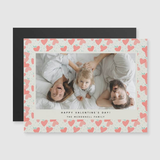 Pink Hearts Photo Happy Valentine's Day Magnetic  (Front/Back)