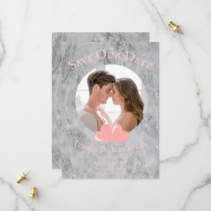 Pink Hearts Photo Save The Date