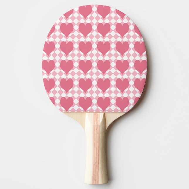 Pink Hearts Ping Pong Paddle (Front)