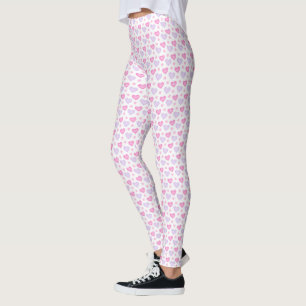 Pink Hearts Purple Leggings - Stars White Gift
