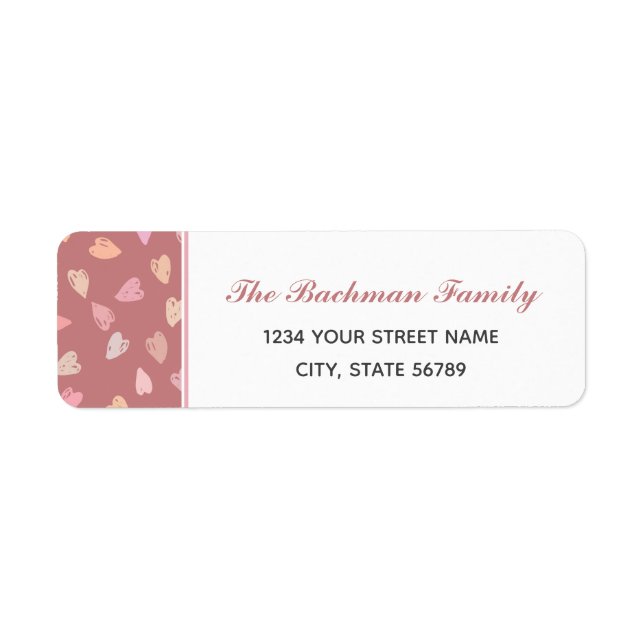 Pink Hearts Return Address Label (Front)