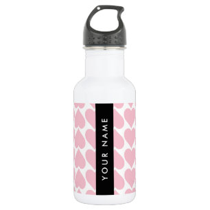 Pink Hearts, Romantic, Your Name, Personalise 532 Ml Water Bottle