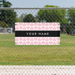Pink Hearts, Romantic, Your Name, Personalise Banner