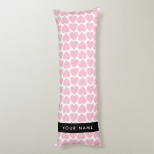 Pink Hearts, Romantic, Your Name, Personalise Body Cushion