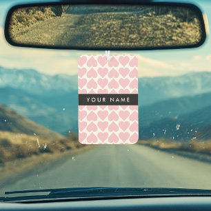 Pink Hearts, Romantic, Your Name, Personalise Car Air Freshener
