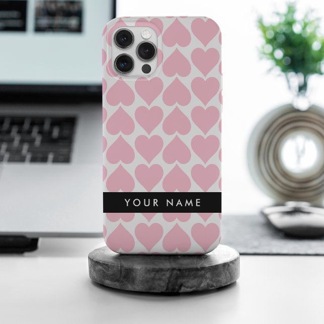 Pink Hearts, Romantic, Your Name, Personalise Case-Mate iPhone Case (Creator Uploaded)