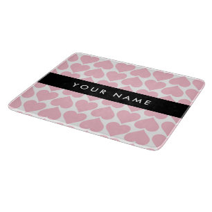 Pink Hearts, Romantic, Your Name, Personalise Cutting Board