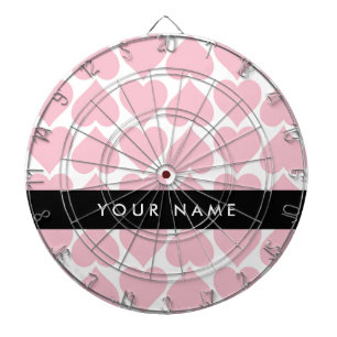 Pink Hearts, Romantic, Your Name, Personalise Dartboard
