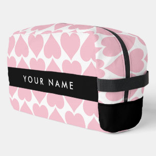 Pink Hearts, Romantic, Your Name, Personalise Dopp Kit