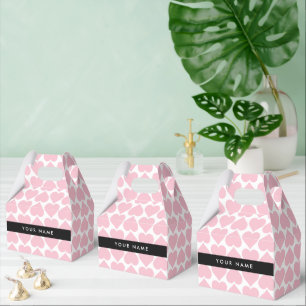 Pink Hearts, Romantic, Your Name, Personalise Favour Box