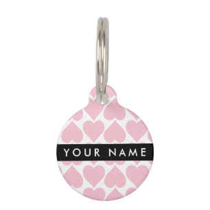 Pink Hearts, Romantic, Your Name, Personalise Pet Tag