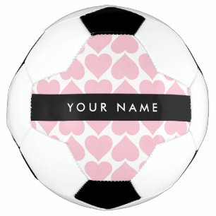 Pink Hearts, Romantic, Your Name, Personalise Soccer Ball