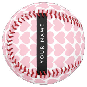 Pink Hearts, Romantic, Your Name, Personalise Softball