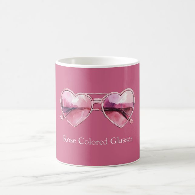 Pink Hearts Rose Coloured Glasses Coffee Mug (Center)