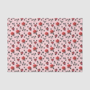 Pink Hearts, Roses and bow (Design 18 Pink Series) Tissue Paper