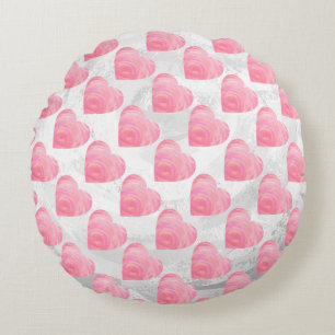 Pink Hearts Round Cushion