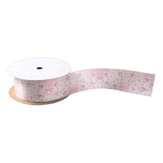 Pink Hearts Satin Ribbon