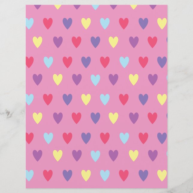 Pink hearts scrapbook paper (Front)