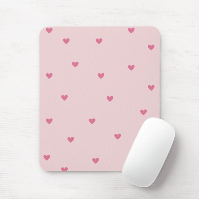 Pink Hearts Seamless Pattern – Cute Valentine Mouse Pad (With Mouse)