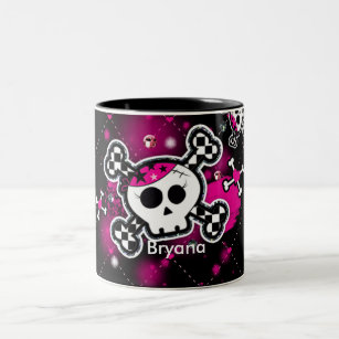 Pink Hearts Skull & Bones Girls Cup Coffee Mug