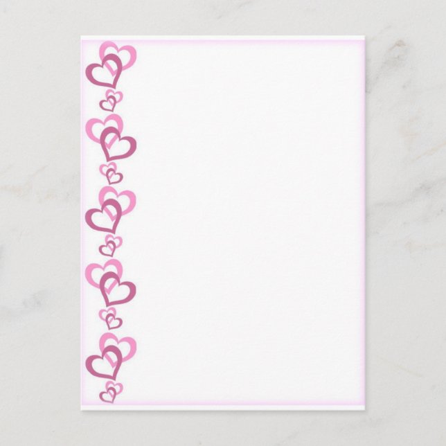 pink hearts soft border postcard (Front)