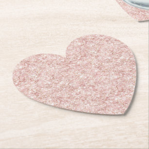 Pink Hearts Strawberry Cupcake Glitter Birthday Paper Coaster