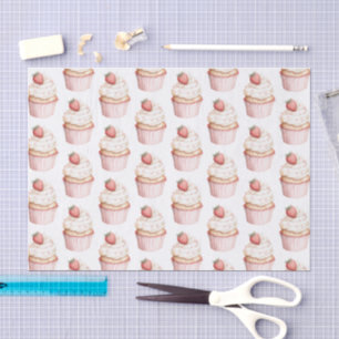 Pink Hearts Strawberry Cupcake   Tissue Paper