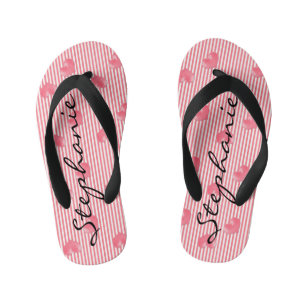 Pink Hearts & Stripes Kid's Jandals