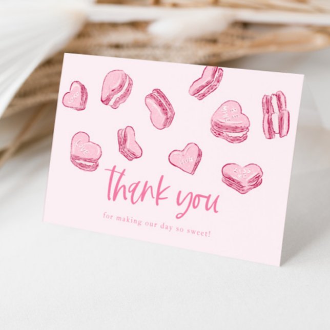Pink Hearts Sweet Bridal Shower Thank You Card (Creator Uploaded)