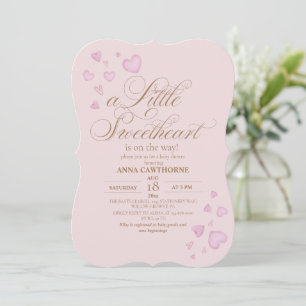 Pink Hearts Sweetheart Baby Shower Invitation