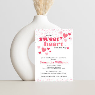 Pink Hearts Sweetheart Baby Shower Invitation