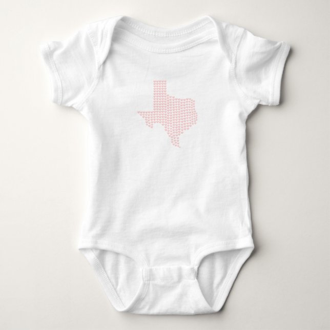 Pink Hearts Texas Baby Bodysuit (Front)