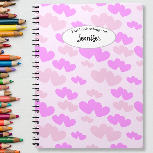 Pink hearts This book belongs to notebook (Pink hearts This book belongs to notebook)