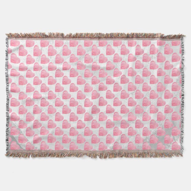 Pink Hearts Throw Blanket (Front)