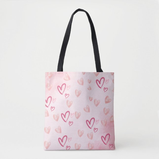 Pink Hearts Tote Bag (Front)
