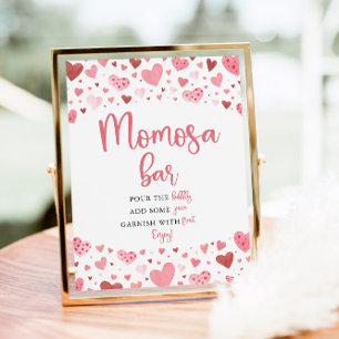 Pink Hearts Valentine Baby Shower Momosa Bar Sign