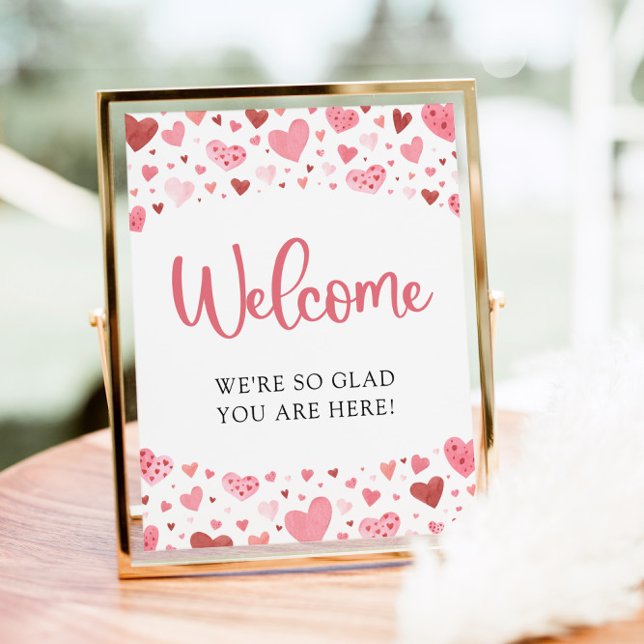 Pink Hearts Valentine Baby Shower Welcome Sign  (Creator Uploaded)