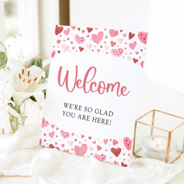 Pink Hearts Valentine Baby Shower Welcome Sign  (Creator Uploaded)