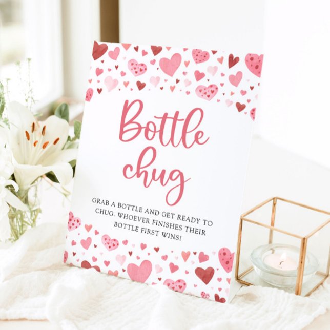 Pink Hearts Valentine Bottle Chug Baby Shower Sign (Creator Uploaded)