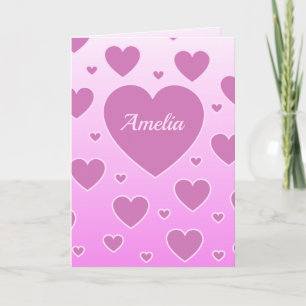Pink Hearts Valentine Card