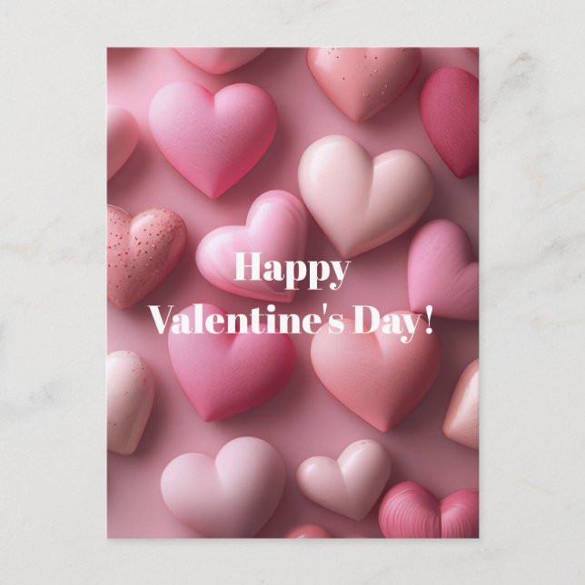 Pink Hearts Valentine`s Day Card  (Front)