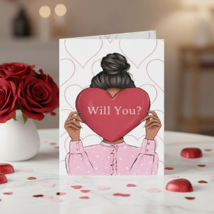 Pink Hearts Valentine's Bridesmaid Proposal Card